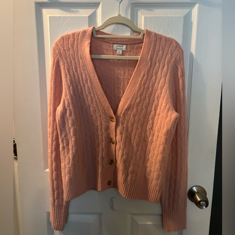 J. Crew Pale Pink Cable Knit Extra Soft Sweater